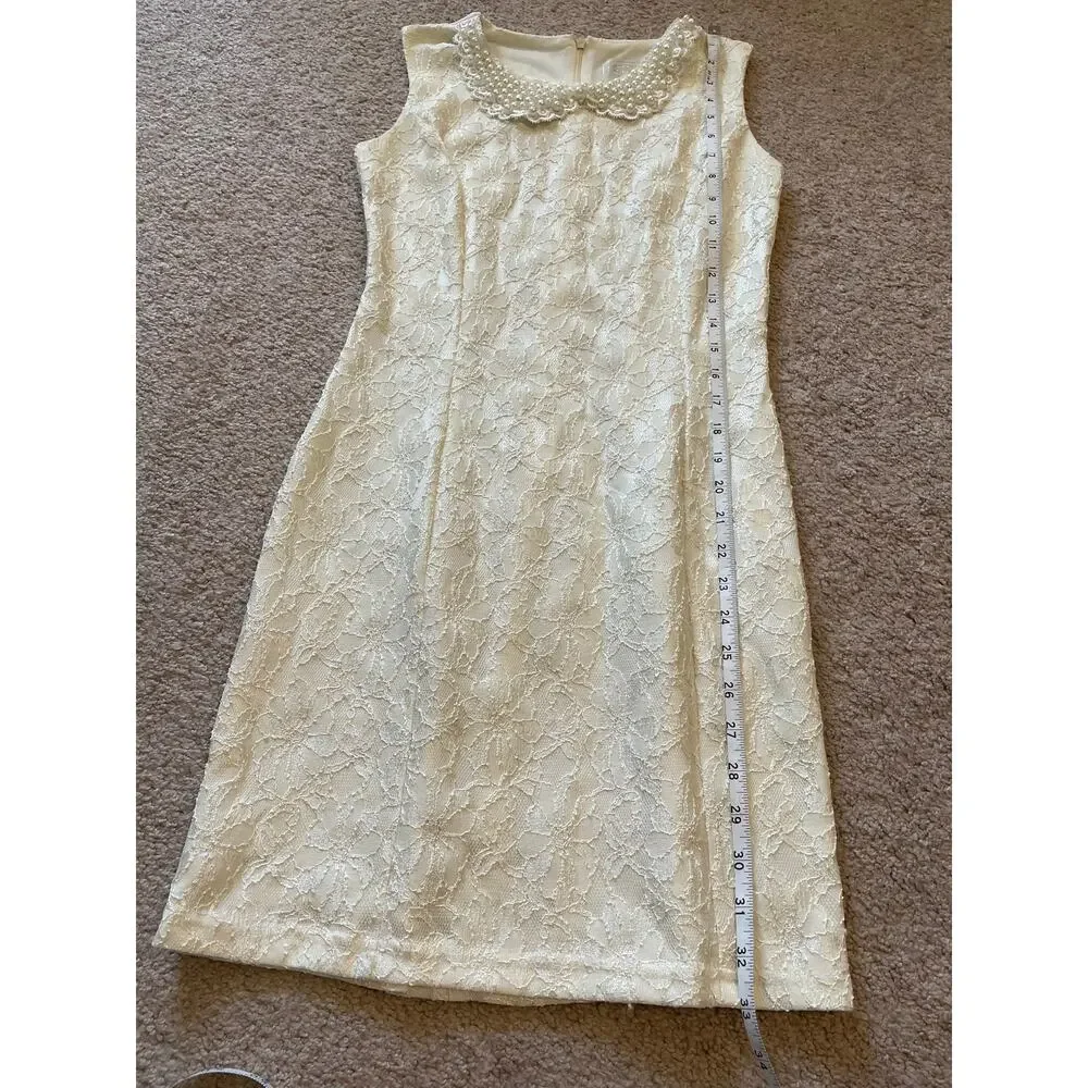 Exclusive Collection Elegant Pearl Collar Junior’s Size 44 Pearl and Lace Dress